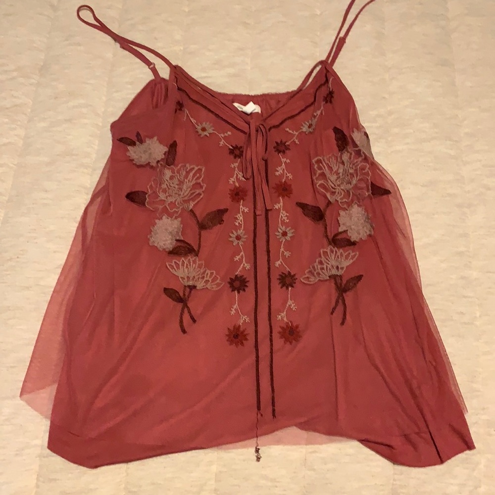 Tank top blouse with embroidery